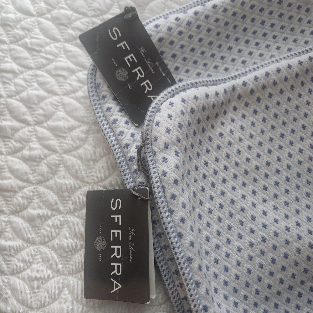 Sferra White and Blue Pillow 20x20 - Picture 2 of 6